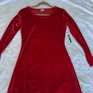 Tipsy Elves Red Velvet Scoop Neck Dress